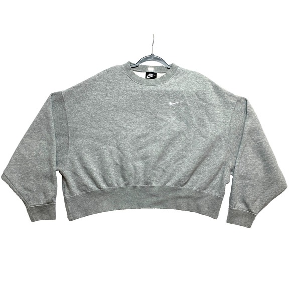Nike Tops - Nike Sportswear Sweatshirt Womens Small Gray Oversized Crew Cropped Pullover